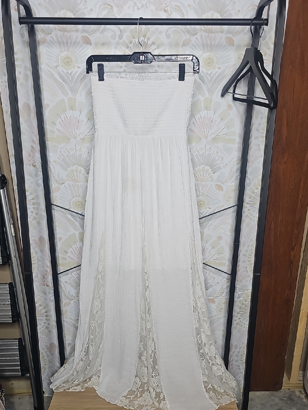 VENUS White Strapless Maxi Dress with Lace Panels